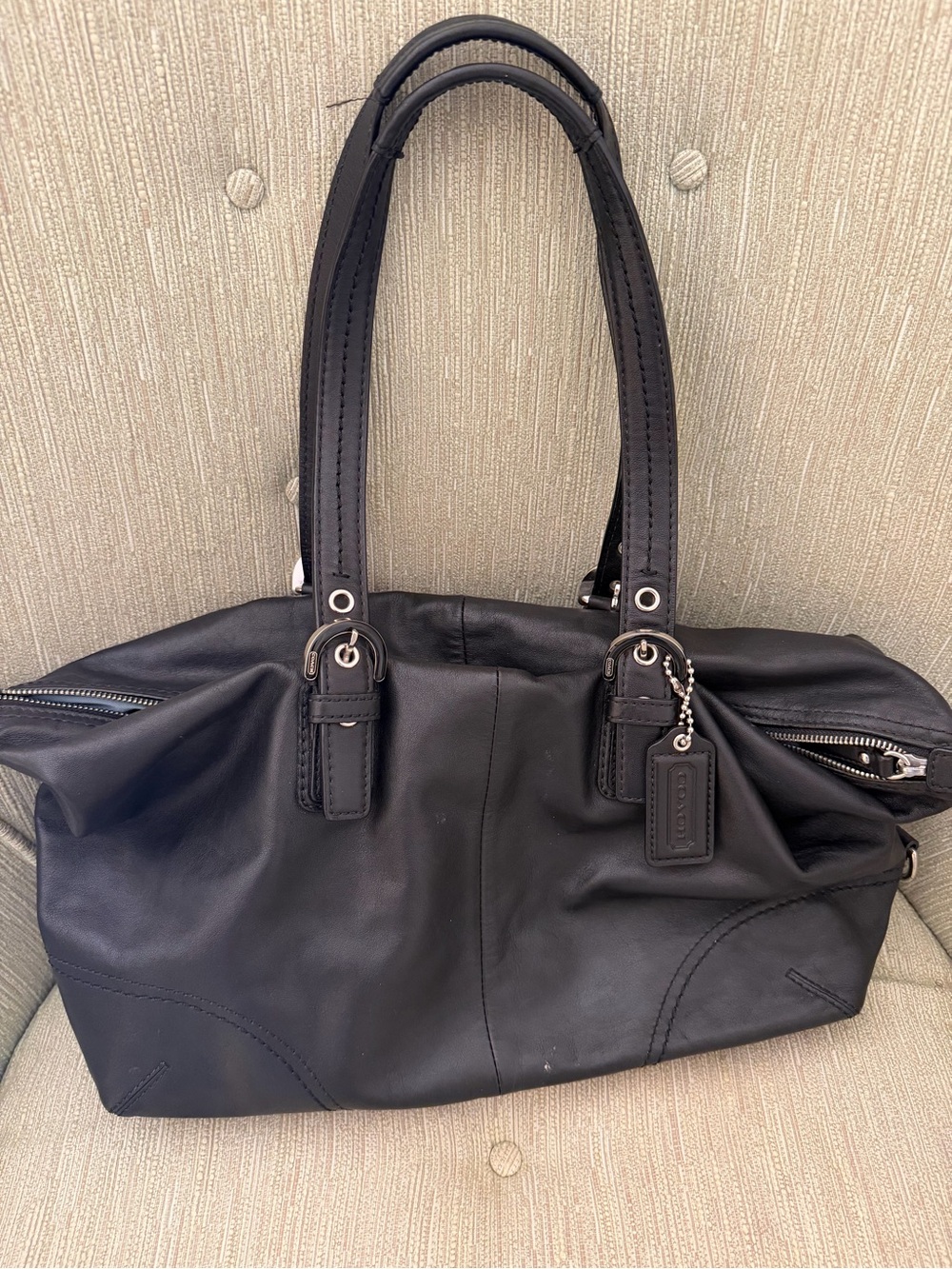 Coach Black Leather Shoulder Tote